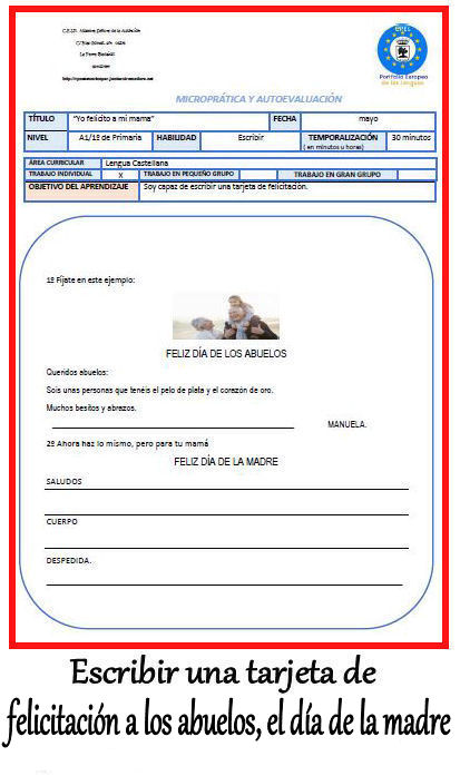 Escribir una tarjeta de felcitación de los abuelos el día de la madre