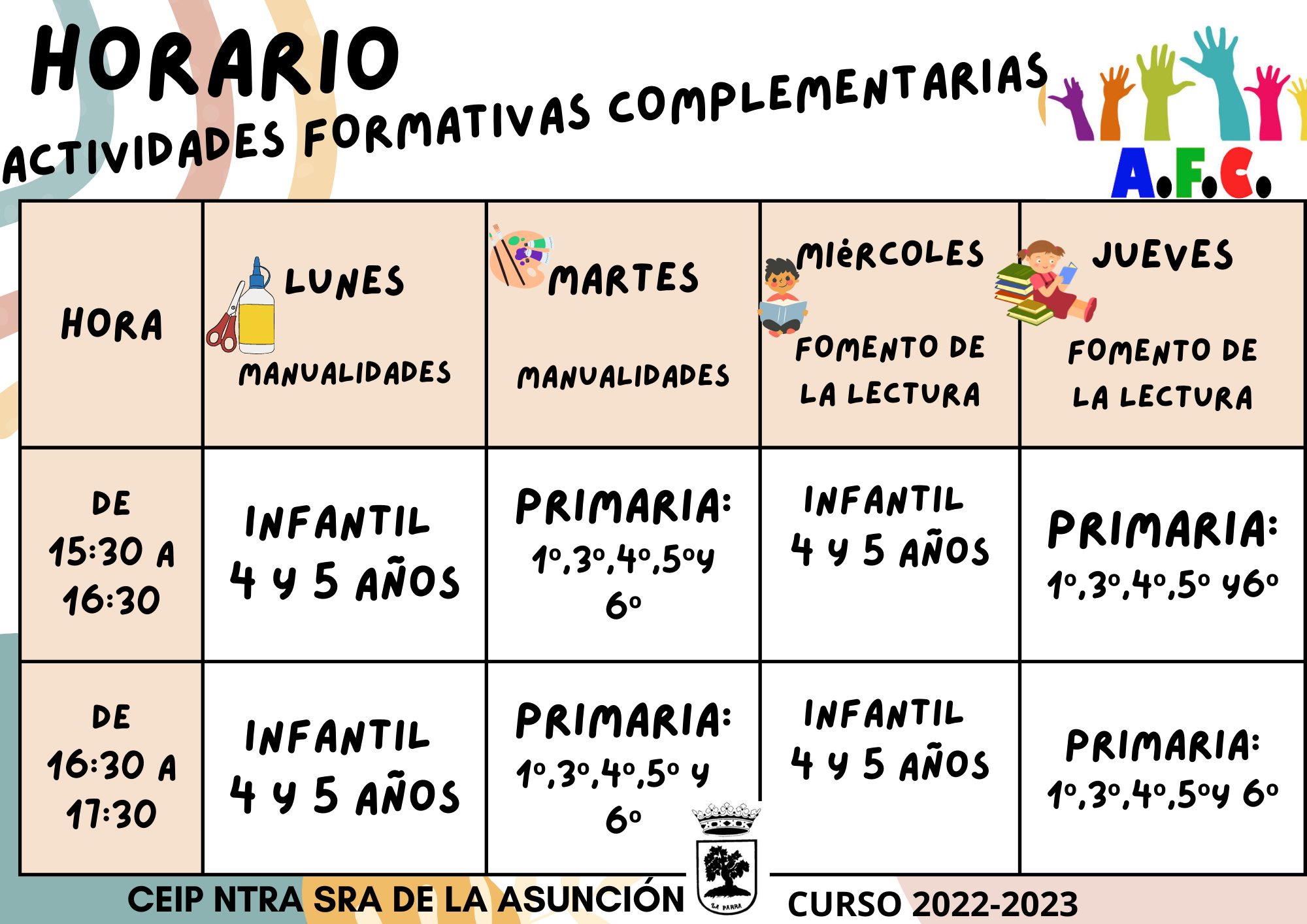 Horario semanal cursillo campamento verano organicohorizontal 1