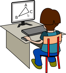niño estudiando ordenador geometria matematicas dibujo