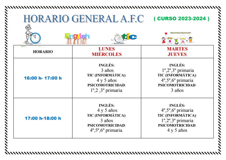 Horario AFC 23 24