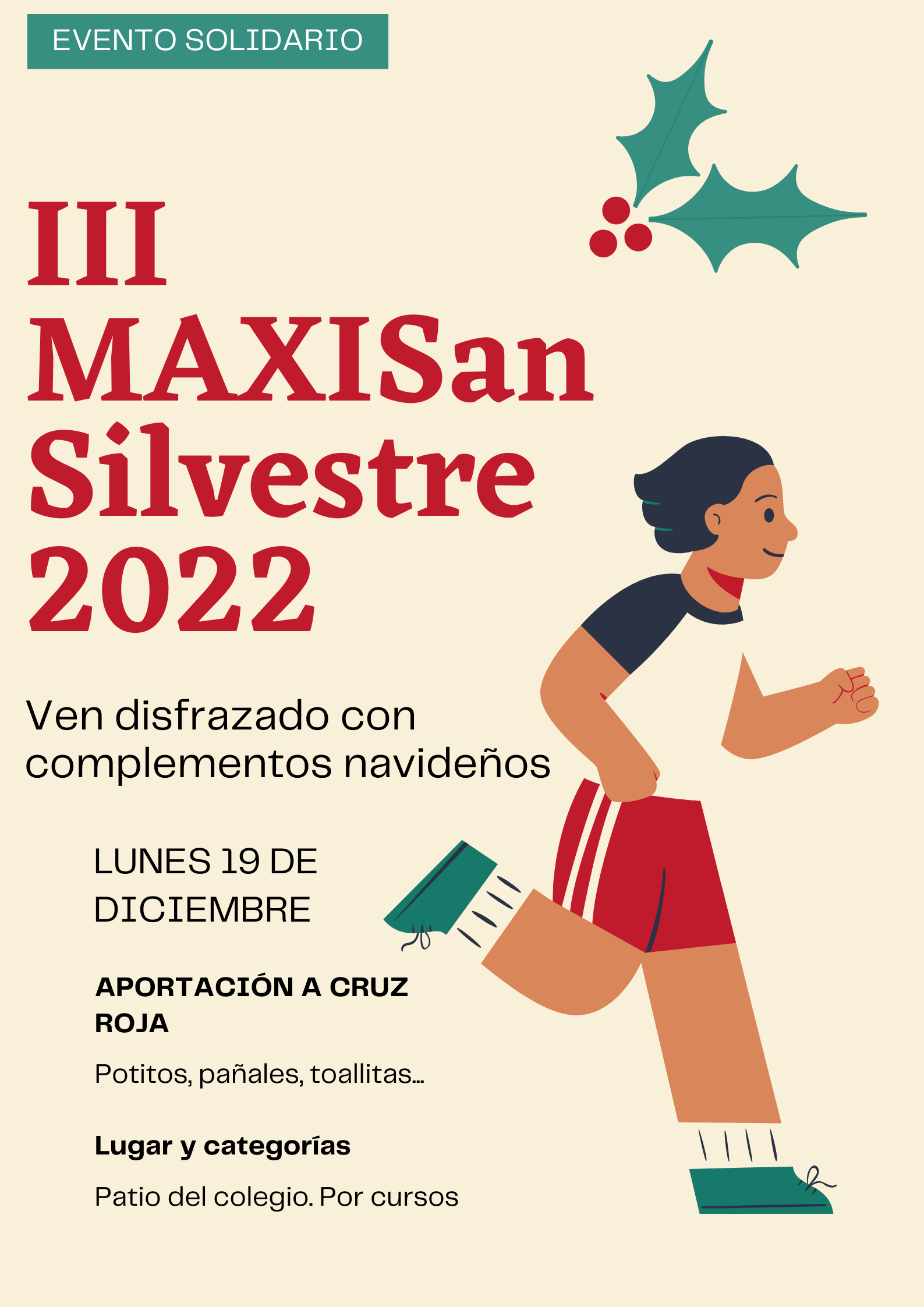 Póster vertical Carrera de San Silvestre 2022 Ilustrativo Azul