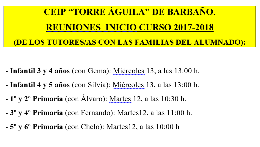 Reuniones Inicio de Curso