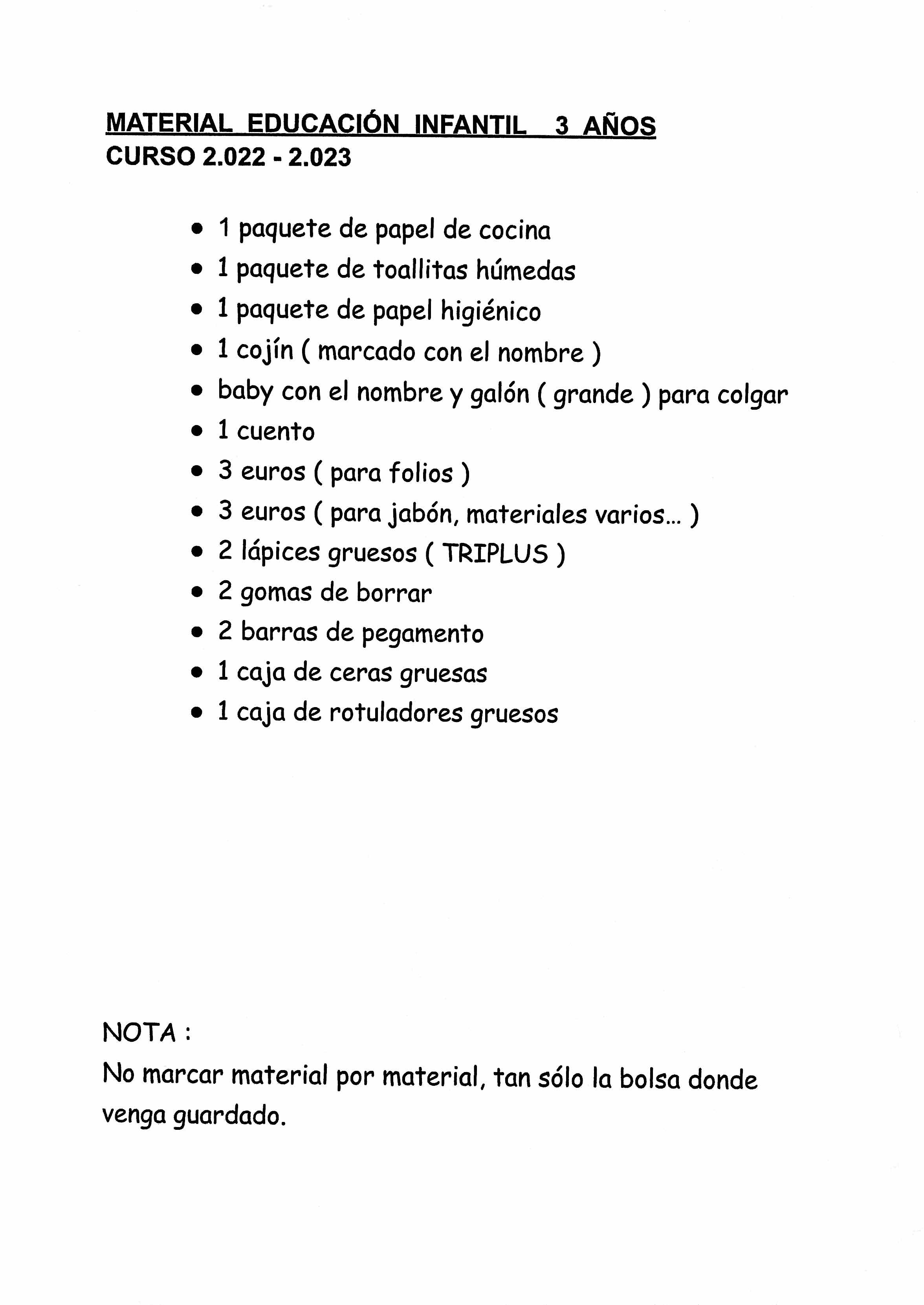 EI 3 años