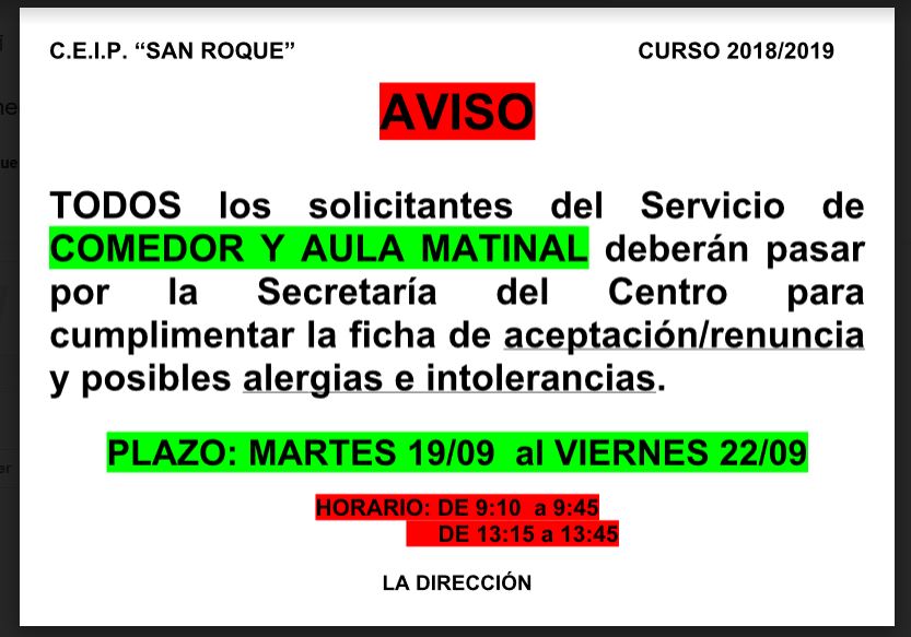 avisi comedor