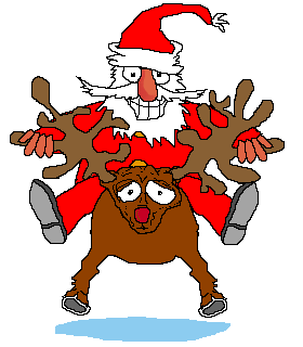 animado papa noel monta rudolph reno divertido