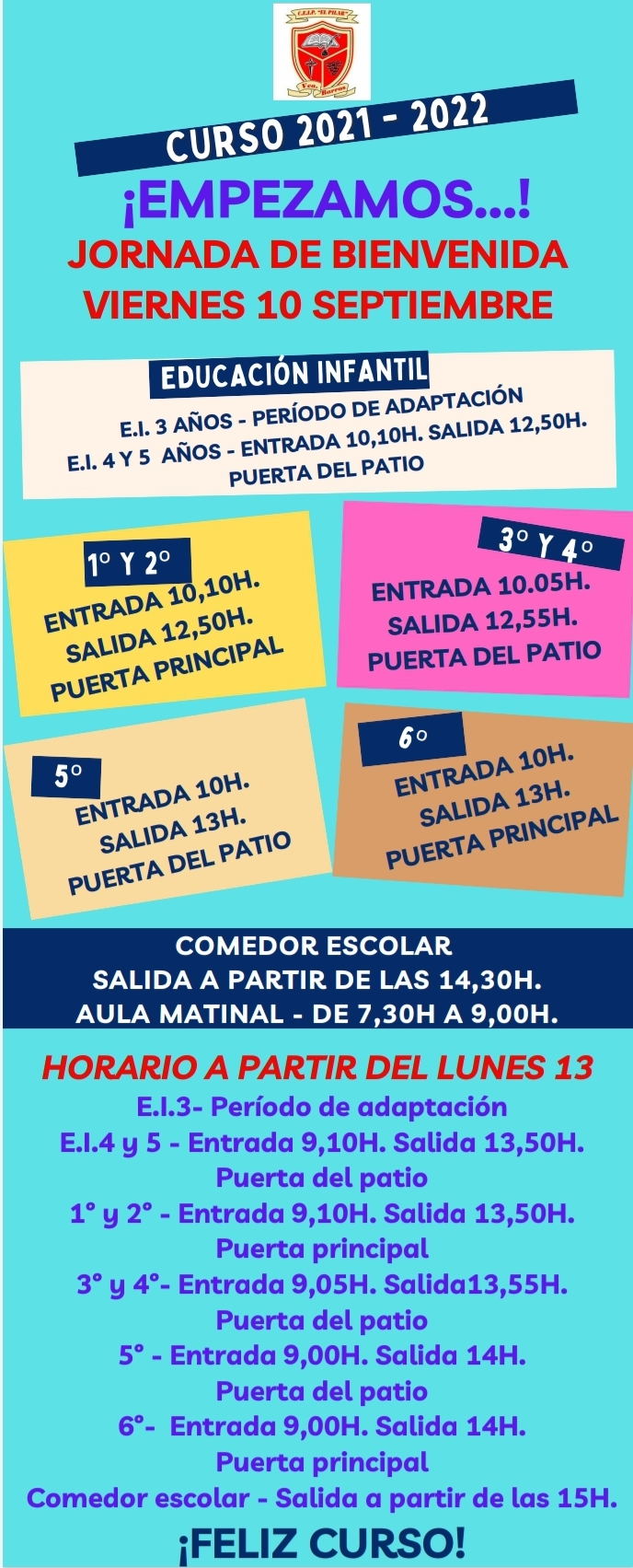 Horario Inicio Curso 2021 22