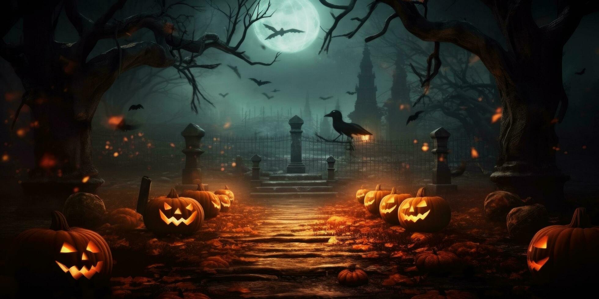spooky dark halloween background illustration ai generative free photo